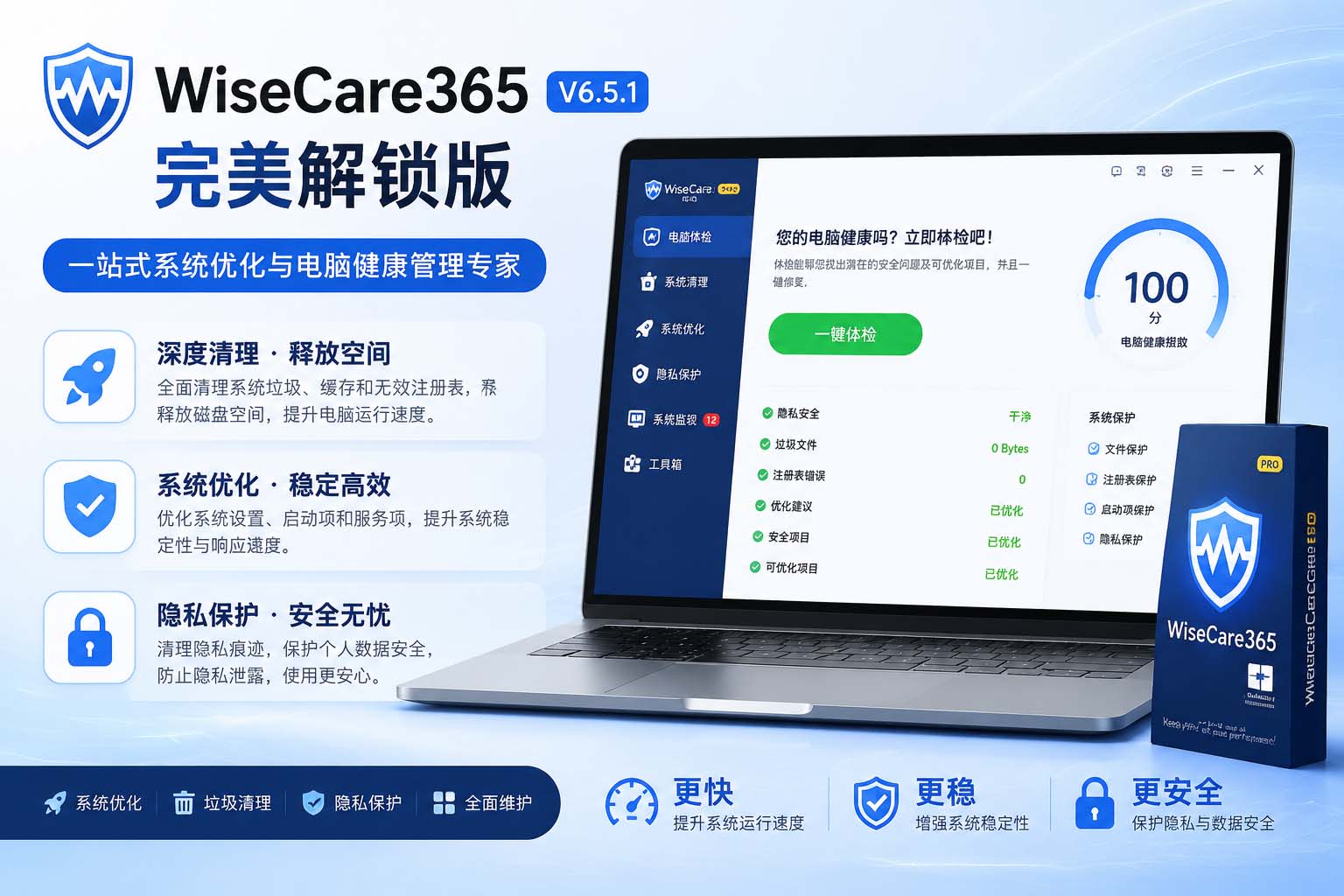 WiseCare365完美解锁版V6.5.1:终极系统优化利器-咸鱼科技躺盐社区