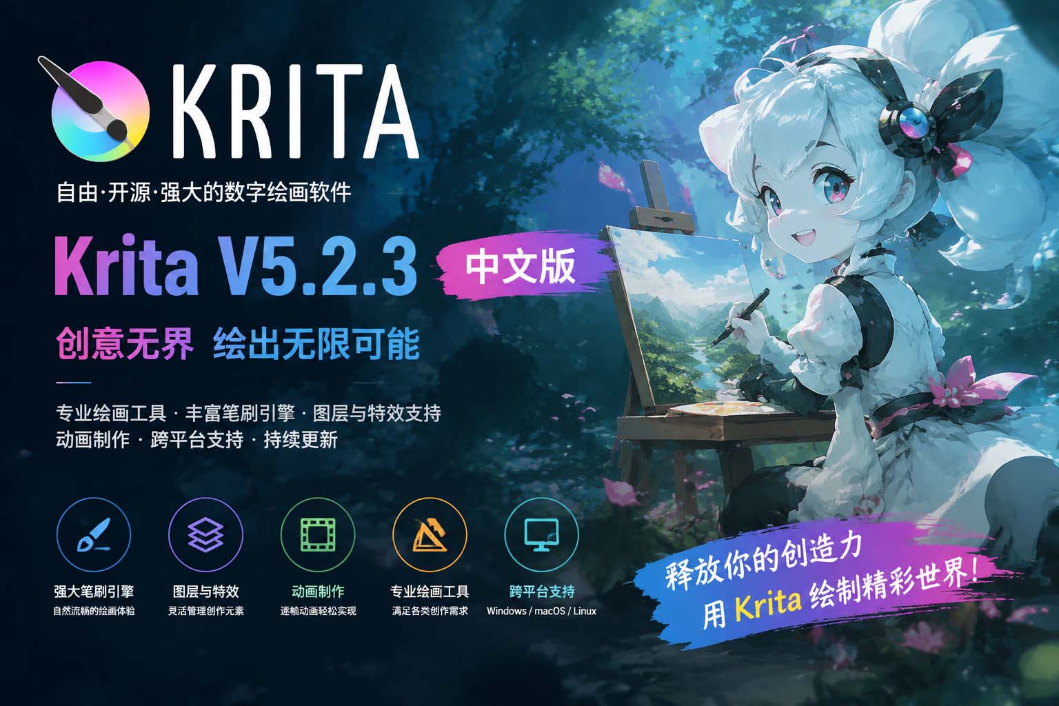 Krita绘画软件V5.2.3中文版-咸鱼科技躺盐社区