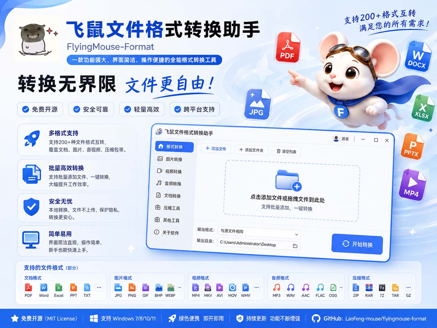 飞鼠文件格式转换助手 FlyingMouse-Format 0.5.1-咸鱼科技躺盐社区