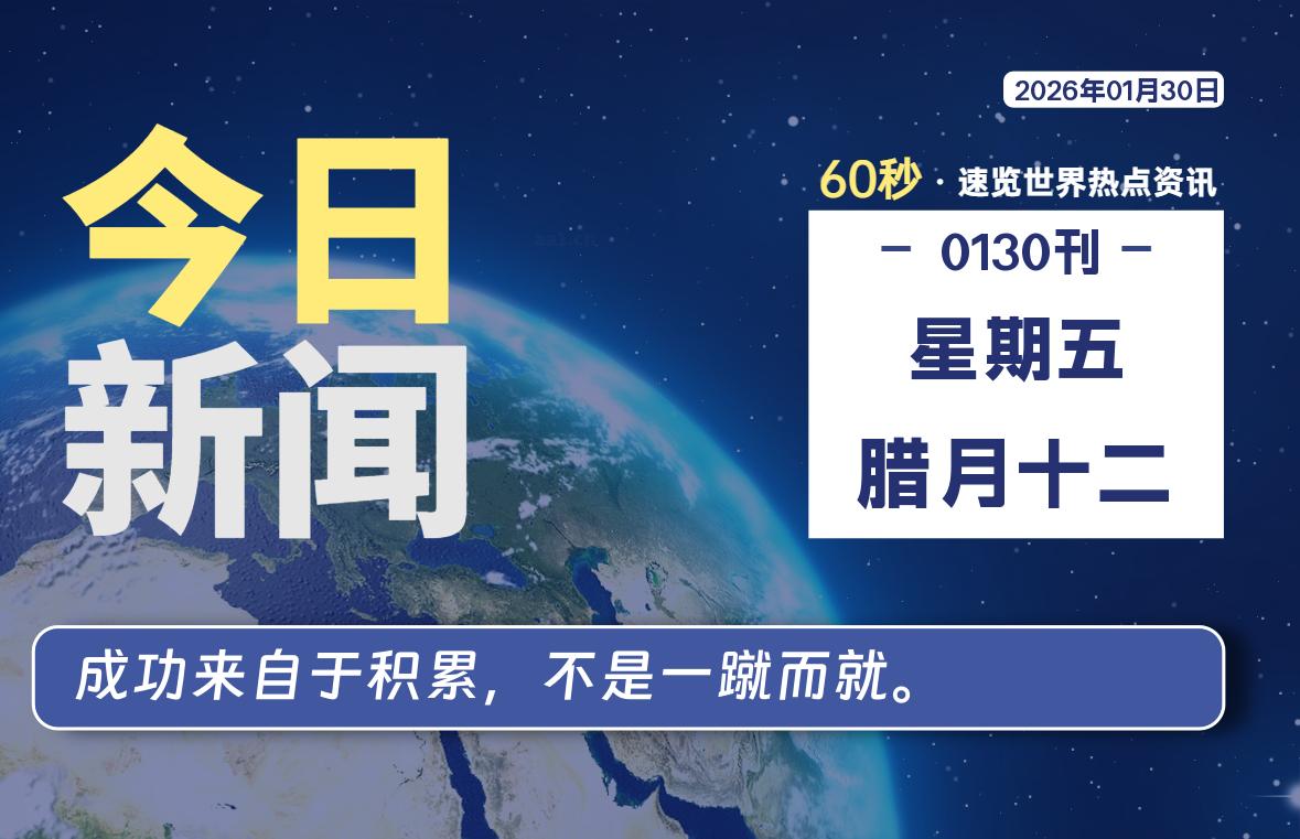 01月30日，星期五, 每天60秒带你浏览IT大事-咸鱼科技躺盐社区
